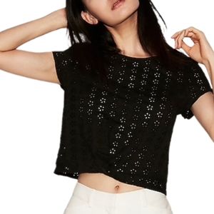 Express Eyelet Floral Abbreviated Crop Top XS NWOT